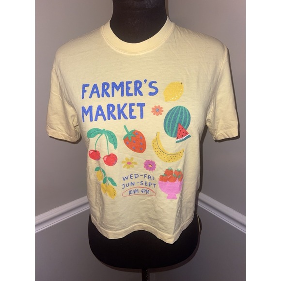 Comfort Colors Tops - Farmers Market Comfort Colors Womens Cropped T Shirt Sz Small Yellow Summer